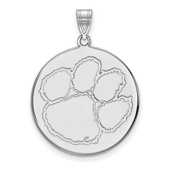 14k White Gold Clemson U XL Disc Pendant